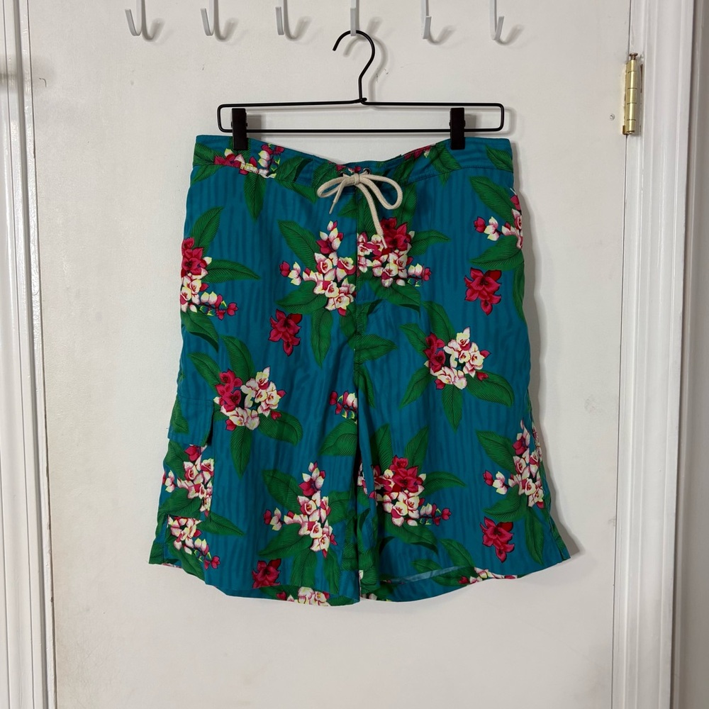 Vintage Polo by Ralph Lauren Floral Print Swim Trunks Board Shorts Mens L